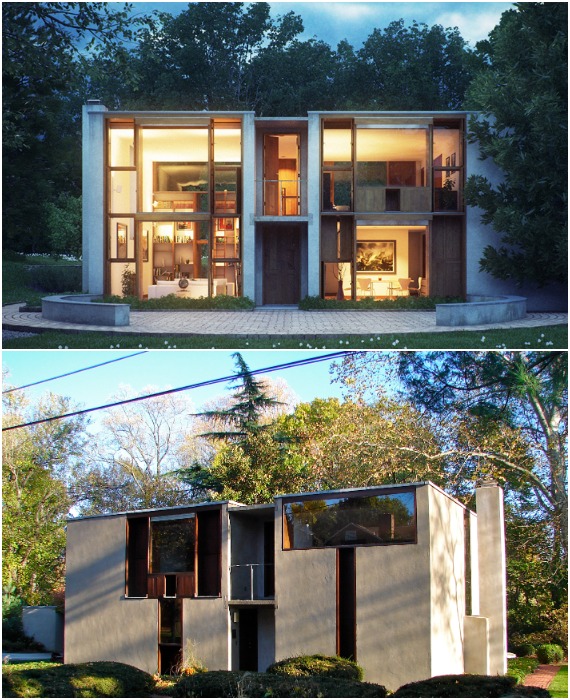 The Esherick House демонстрирует любовь Кана к идеальному сочетанию геометрии, света и тени (Филадельфия, США).