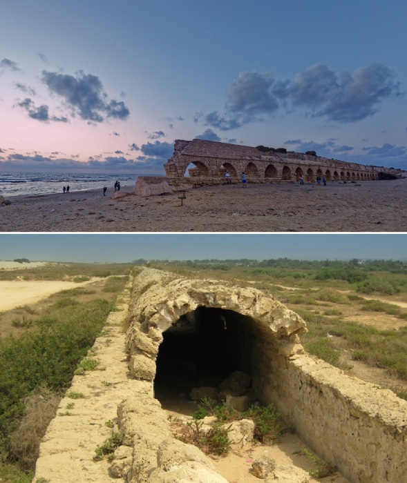 Гидротехническая система, доставляющая воду из источника, расположенного за 12 км от города (The Caesarea Aqueduct, Израиль).
