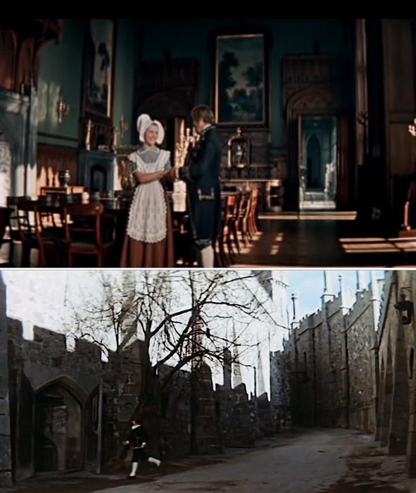 В Воронцовском дворце снимались «Алые паруса» и «Мио, мой Мио» (кадры из фильмов).