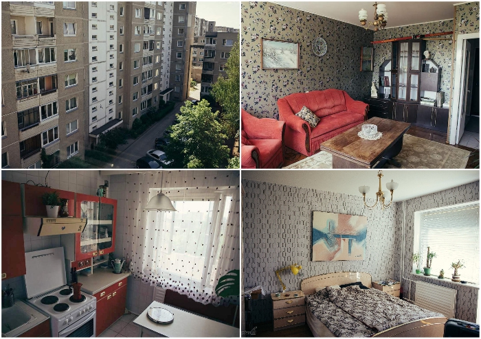 В Вильнюсе в одном из 9-этажных домов района Фабийонишкес можно снять эксклюзивную квартиру с «настоящим советским интерьером» (ул. С. Станявичяуса, Литва).