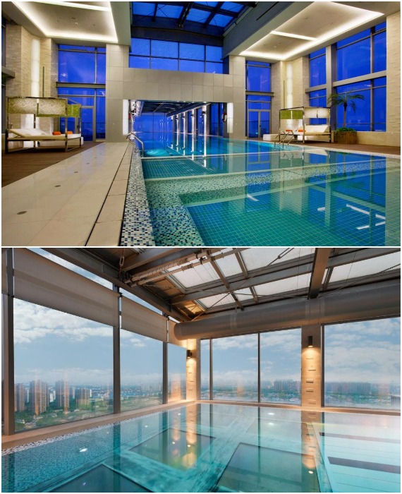 Роскошная зона отдыха у бассейна не предвещает ничего экстремального (Holiday Inn Shanghai Pudong Kangqiao, Шанхай).