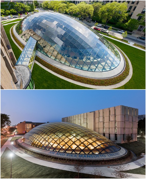 Библиотеку Чикагского Университета имени Джо и Рики Мансуэто смело можно считать зданием будущего (США).