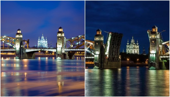 Центральный пролет Большеохтинского моста открывается всего лишь за 30 секунд (Санкт-Петербург).