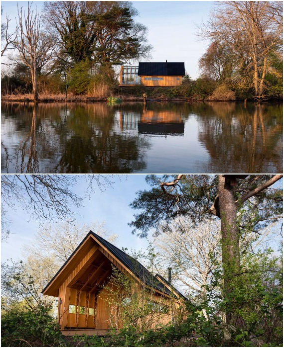 Новая версия модульного домика Cabin Anna пригоден для отдыха в окружении первозданной природы в любое время года (Нидерланды).