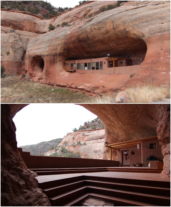 В пещерах живописного каньона Montezuma Canyon удалось обустроить роскошную резиденцию (Cave Palace, штат Юта).