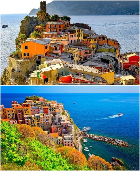 Пять уникальных поселений Итальянской Ривьеры круглый год радуют глаз буйством красок (Чинкве-Терре).