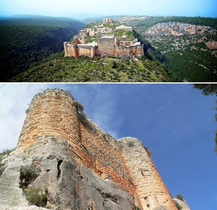 Замок Салах-эд-Дина – внушительной образец оборонительной архитектуры, оставшийся после крестоносцев (Сирия).