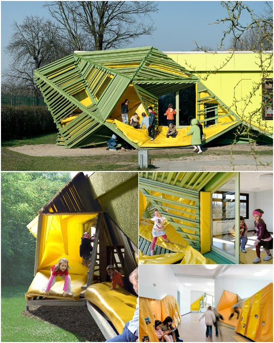 Необычный павильон в детском саду Taka-Tuka-Land (Берлин, Германия).