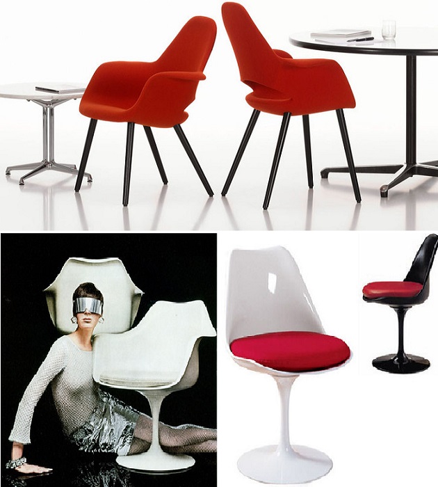 Плавные формы кресел Tulip Chair и Organic Chair с подлокотниками и без них по сей день являются самыми востребованными моделями, которые выпускает компания Knoll (дизайн Eero Saarinen).
