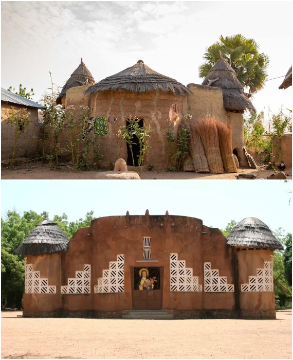 Дома-тата племени сомба — уникальные места обитания в виде крепости, которые защищают жильцов от диких животных или злоумышленников (Бенин).
