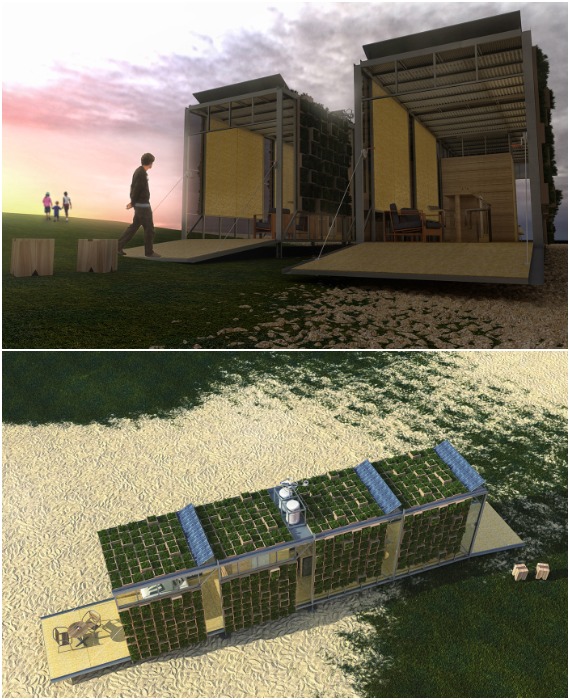 Благоухающий модульный дом ECObitat Prefab может стать как прекрасным домом для загородного отдыха, так и общественным пространством (концептуальный проект).