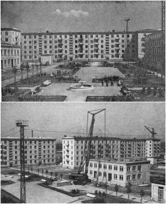 Проект квартала под № 122 стал первым экспериментом панельного комплексного строительства в Ленинграде и области.