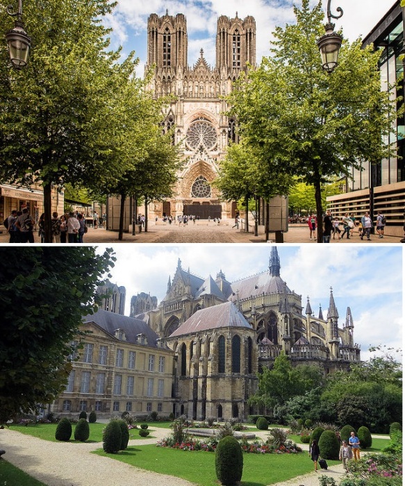 Кафедральный собор и дворец епископа – главные достопримечательности Реймса, внесенные в Список Всемирного наследия ЮНЕСКО (Франция).