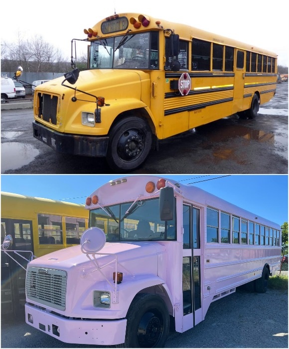 Старый школьный автобус обрел новую жизнь.