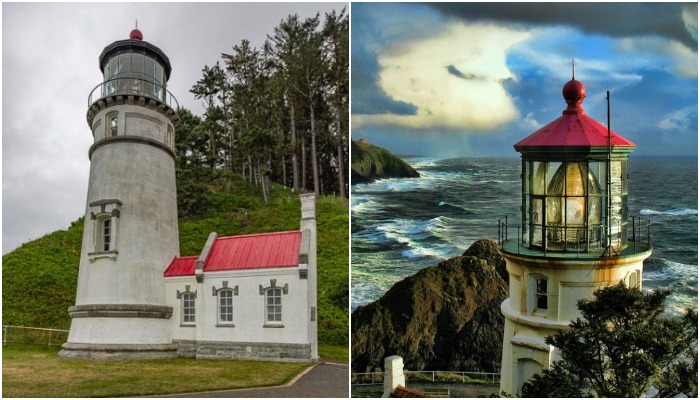 Гостиный дом Heceta Head Lighthouse расположен в устье Кейп-Крик (Орегон, США).