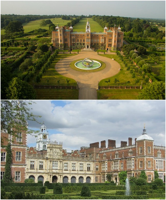 Роскошный Дворец Хэтфилд-хаус в графстве Хартфордшир (Великобритания). 