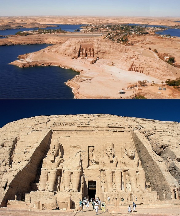Древние храмы Абу-Симбел в исторической области Нила удалось сохранить благодаря изобретательности людей и инновационной инженерии (Египет).