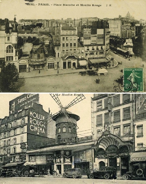 Восстановленная «Красная мельница» в 1920-х гг. (Moulin Rouge, Париж). 
