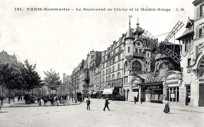 Декоративная надстройка в виде мельницы послужила главным символом нового кабаре (Moulin Rouge, Париж). | Фото: directmap.club.