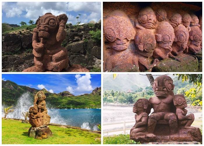 Древние каменные изваяния стали главной туристической достопримечательностью острова (Нуку-Хива, Французская Полинезия).