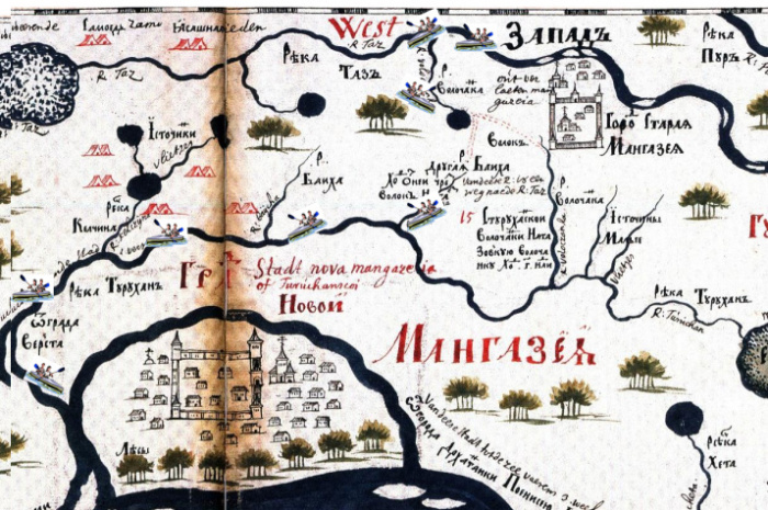 Карта, указывающая на то, где располагался город Мангазея – первый русский заполярный город. | Фото: rgo.ru.