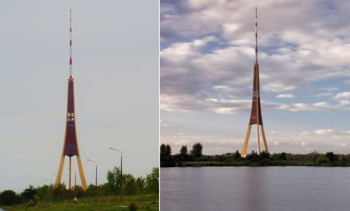 Телерадиовещательная башня Риги – знаковая достопримечательность города, отличавшаяся особой индивидуальностью и выразительностью среди других копий Эйфелевой башни (Латвия).
