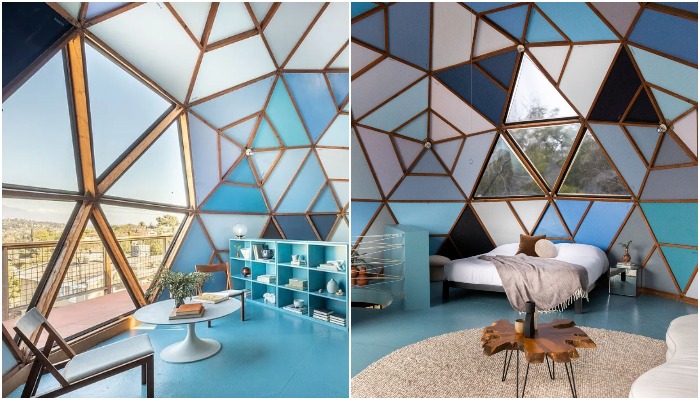Пространство купольного этажа легко превратить в апартаменты или в зал для мероприятий (Geodesic Dome House, Лос-Анджелес). 