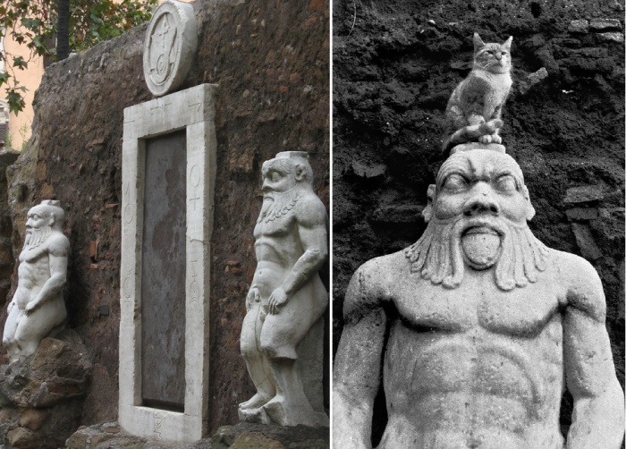Вход в Porta Alchemica охраняют древние божества Бесы – хранители домашнего очага, защитники младенцев.