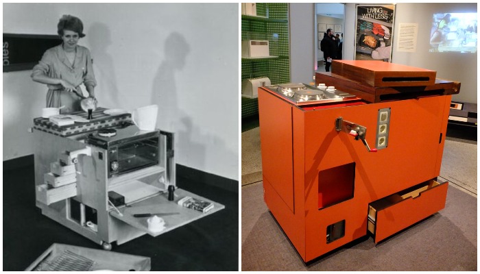 Мини-кухня Minikitchen, разработанная дизайнером-футуристом Джо Коломбо (модель 1963 г.). 