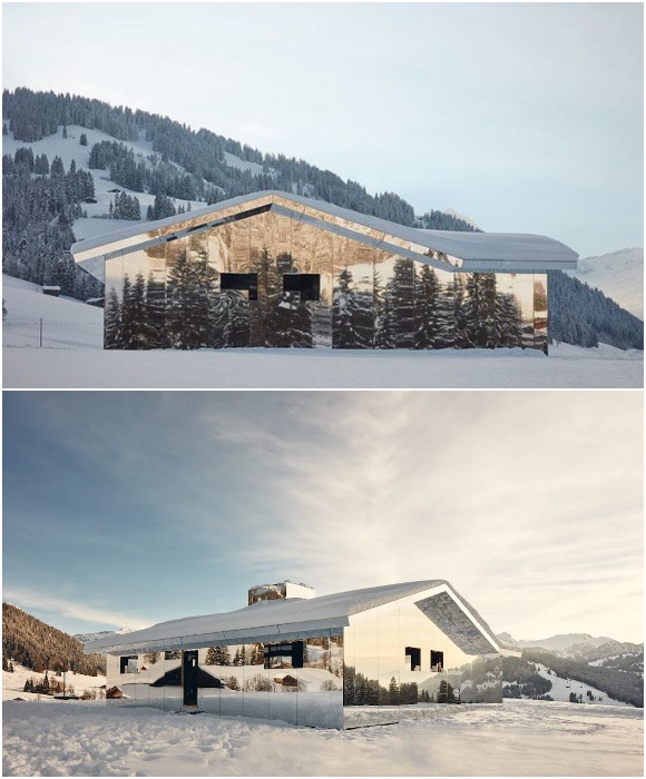 Художник Дуг Айткен отразил красоту Швейцарских Альп в оригинальной инсталляции под названием Mirage Gstaad (Гштаад, Швейцария).