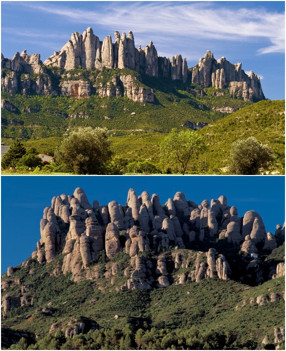 Горная гряда Монсеррат – единственное в мире скальное образование, которое может похвастаться более чем 1,2 тыс. вершин причудливой формы (Каталония, Испания).