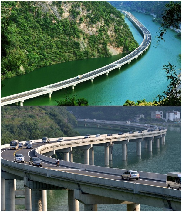 Первый в мире мост, который построили не через реку, а вдоль нее  (Over-Water highway).