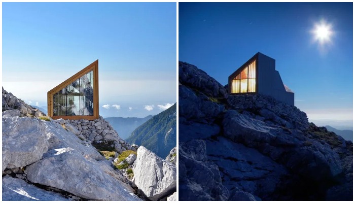 Mountain hut Shelter – современный модульный дом для альпинистов, преодолевших сложный подъем на вершину горы Скута (Словения).