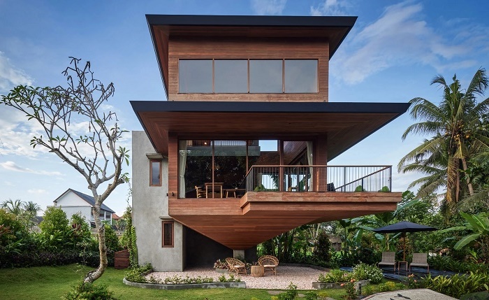 Среди живописной природы острова Бали построили эко-курорт Birdhouses resort, гостевые домики которого напоминают перевернутые скворечники (Индонезия). | Фото: caddownloadweb.com.