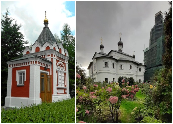 Часовня семьи Романовых и Покровская церковь на территории Новоспасского мужского монастыря (Москва).