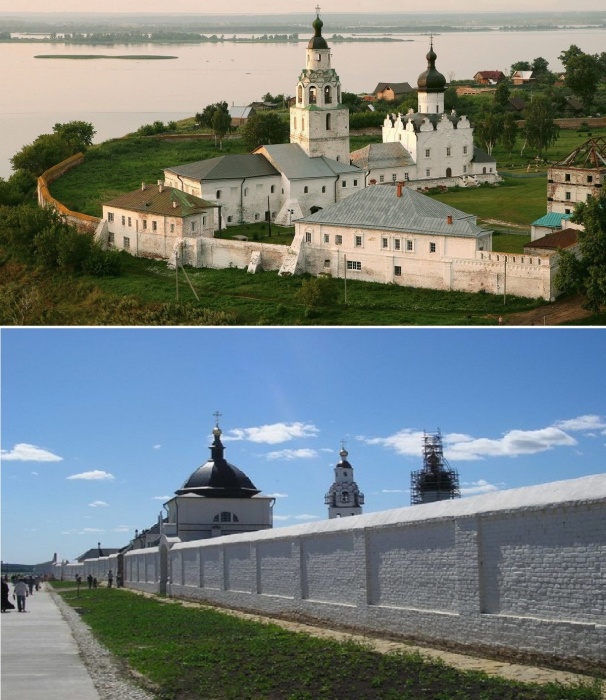Со временем деревянные укрепления и архитектурные сооружения были заменены на каменные (Свияжск, Республика Татарстан).