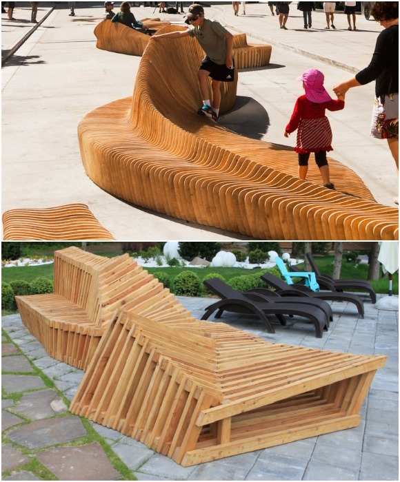 Параметрические скамейки появились на улицах многих городов.