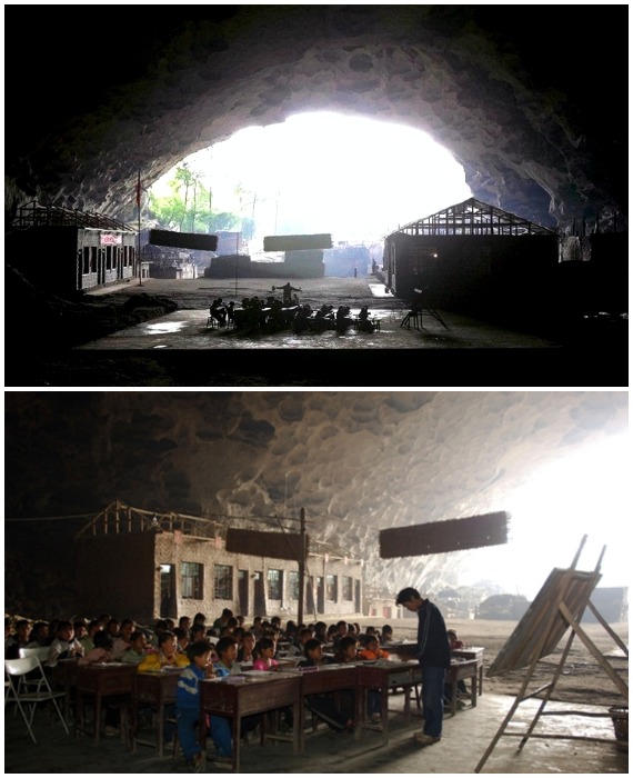 В пещерной школе деревни Чжундун многие годы обучались местные (Китай).