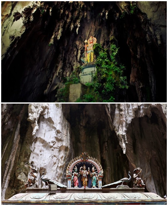 В Темной пещере нет культовых сооружений, в ней замысловатые творения природы чудесным образом сочетаются с рукотворными шедеврами (Batu Caves, Малайзия).