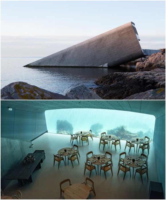Under – первый в Европе подводный ресторан, который одновременно может вместить 40 человек (Норвегия).