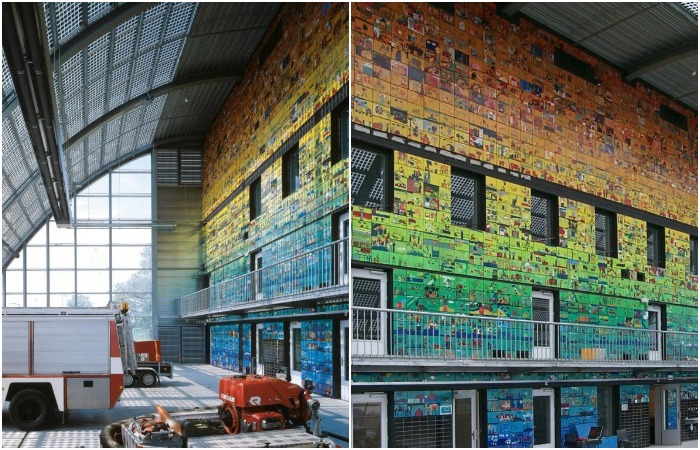 Главной достопримечательностью новой пожарной станции Хаутена является арт-стена, на которой размещены более 2 тыс. рисунков младших школьников (Нидерланды).