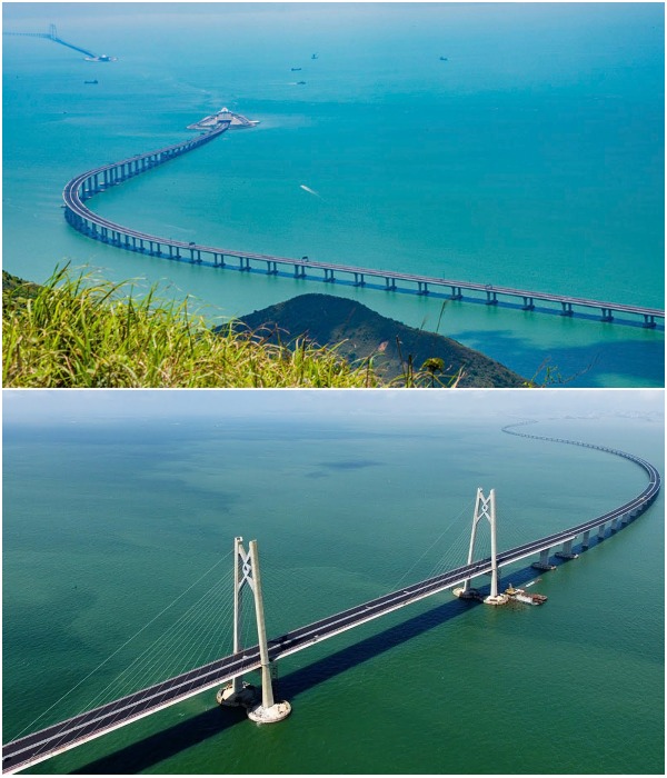 Мост, соединивший Гонконг, Чжухай и Макао построен на просторах Южно-Китайского моря. 
