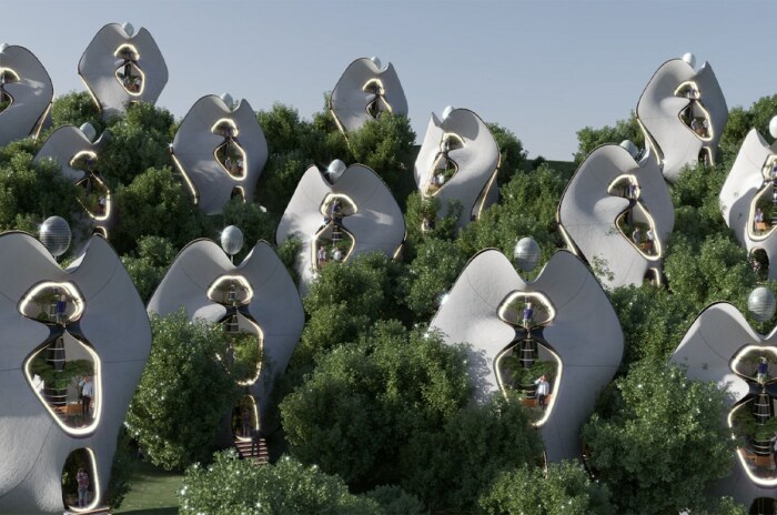 На острове Сардиния началось строительство деревни, модульные дома которой напечатают на особенном 3D-принтере (Exosteel). | Фото: mymodernmet.com.