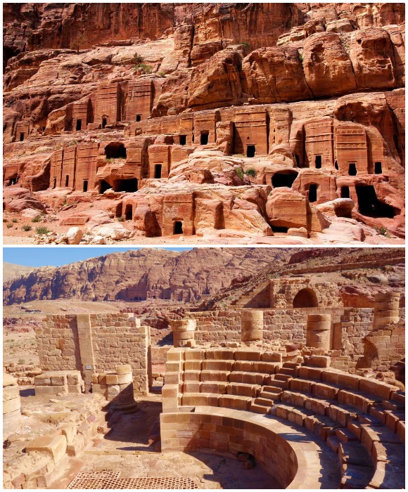 Все архитектурные сооружения Петры вырубались из скальной породы в различные эпохи и при разных правителях (Иордания).