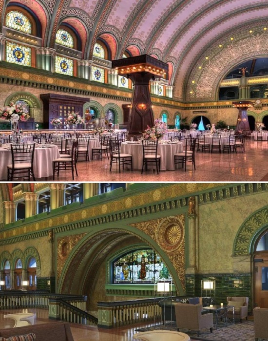 В зале ожидания появилось несколько обеденных залов ресторана (St. Louis Union Station Hotel, США).