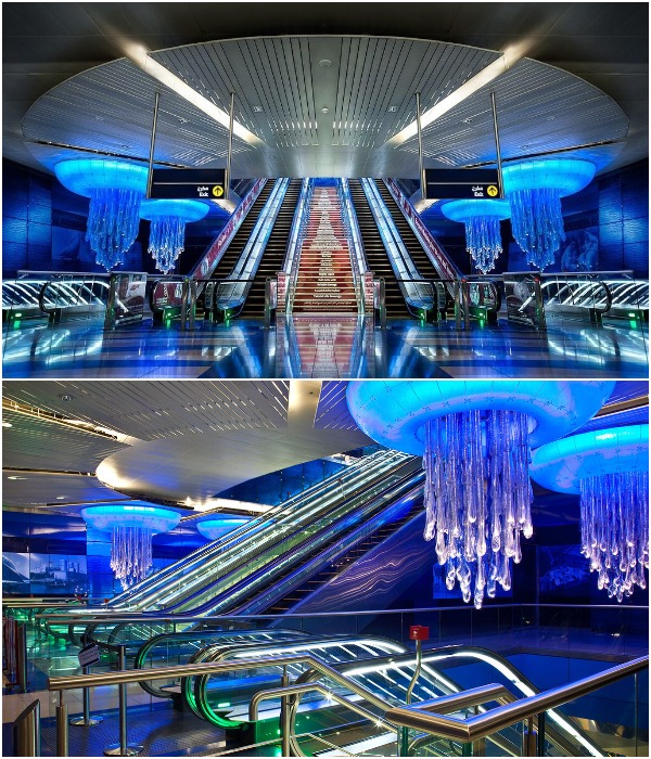 Станция метро «Халид бин Валид» источает великолепие и прохладу.