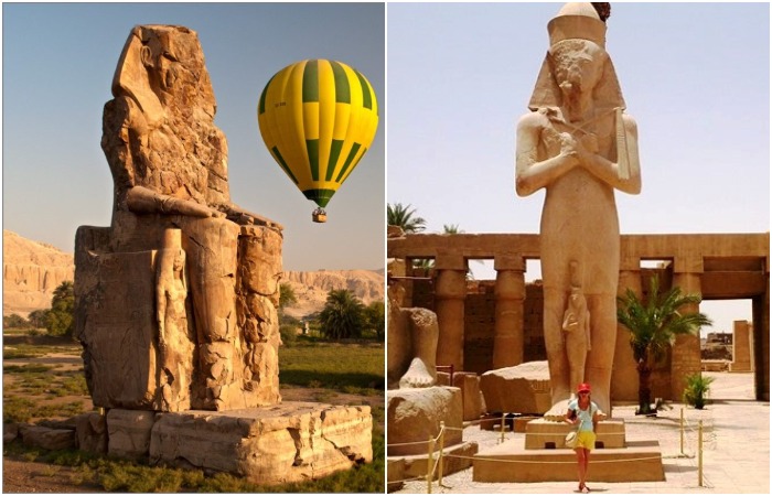 Гигантские статуи из розового гранита сохранились в Египте по сей день.