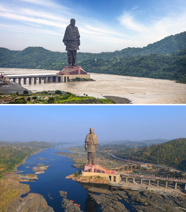 182-метровый памятник Валлаббхаю Пателю – самая высокая статуя мира (Индия).