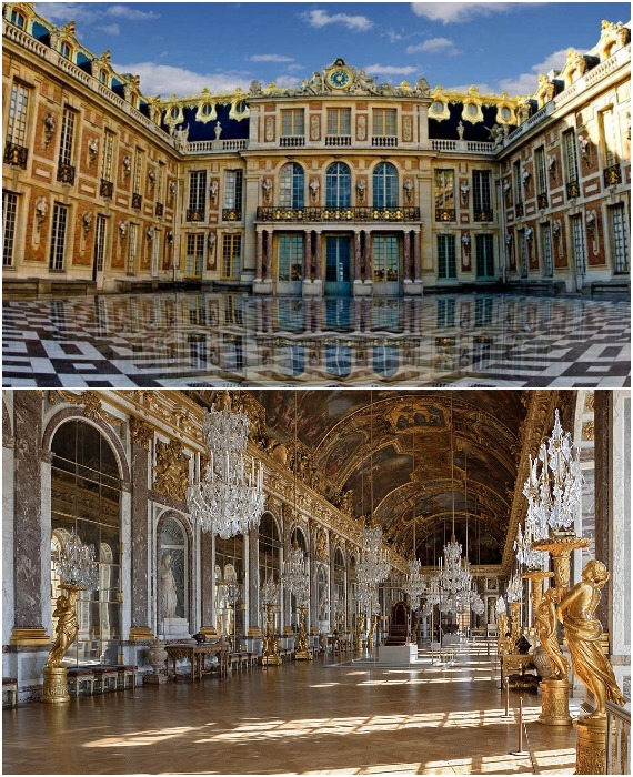 Зеркальная галерея Версаля стала самой впечатляющей частью дворца (Париж, Франция).
