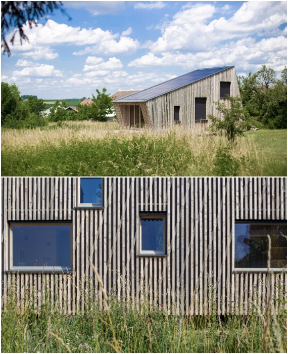 Домик, построенный из местных материалов и вторсырья, оказывает минимальное воздействие на окружающую среду (Straw Flea House, Австрия).
